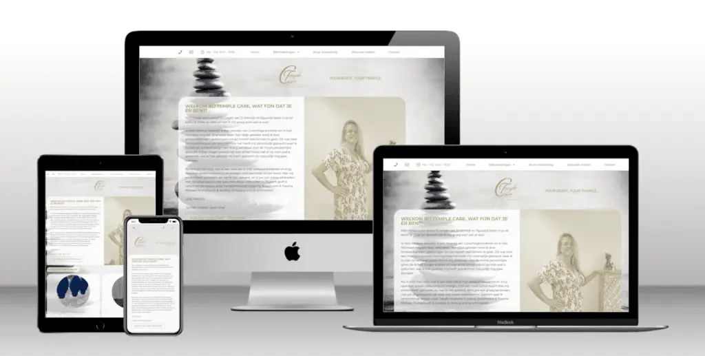 Website gemaakt voor Temple Care door mediafabriq allround reclamebureau uit Leiden
